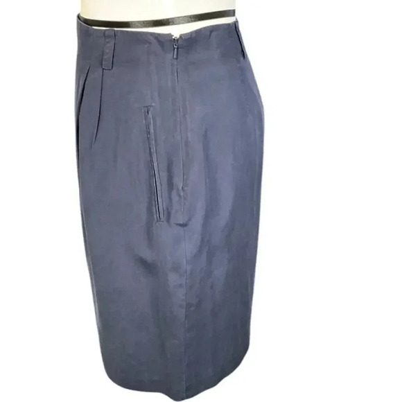 Preview Collection 100% Silk Knee Length Skirt Size 12 Side Zipper Belt Loops - Picture 2 of 7